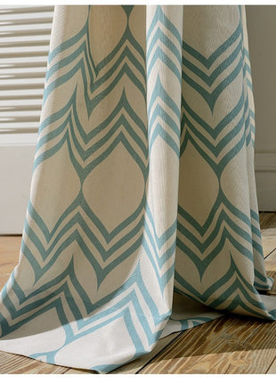 Rideau Bleu Motifs Hexagone