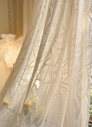 Voilage Luxueux Broderie Motif Plumes