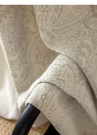 Rideau jacquard luxe beige coton lin occultant