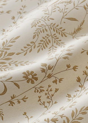 Rideau jacquard beige brodé motifs