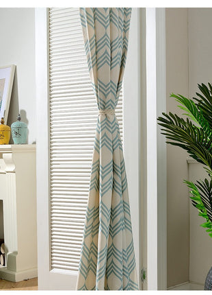 Rideau Bleu Motifs Hexagone