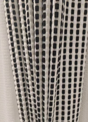 Rideau épais chenille écru blanc et noir