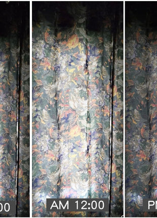 Rideau floral vintage avec volants en coton mélangé