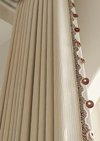 Rideau occultant beige texturé effet marbre