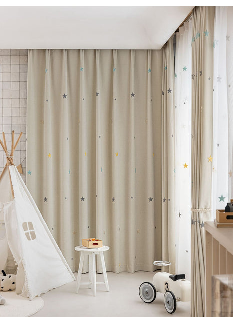 Rideau Blanc Chambre Enfant Motifs Étoiles
