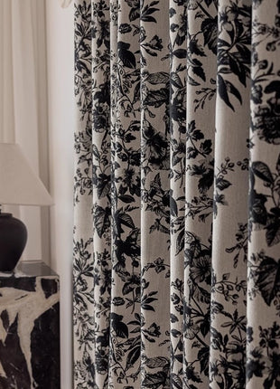 Rideau Occultant Rosier aux Fleurs du Rococo en Velours
