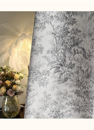 Voilage Toile de Jouy Gris Moderne