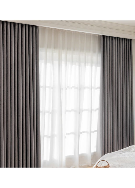 Rideau chevrons gris jacquard naturel moderne