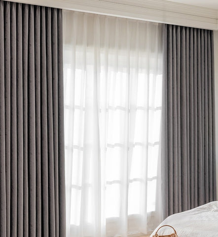 Rideau chevrons gris jacquard naturel moderne