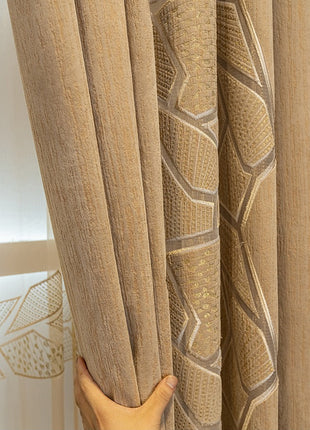 Double rideaux motif geometrique