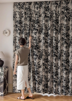 Rideau Occultant Rosier aux Fleurs du Rococo en Velours