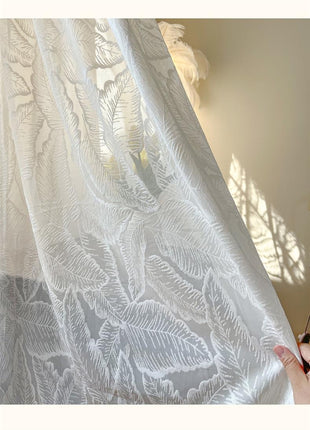 Voilage Luxueux Broderie Motif Plumes