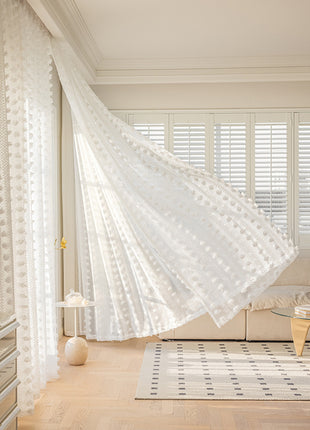 Voilage motif blanc romantique salon