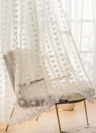 Voilage motif blanc romantique salon