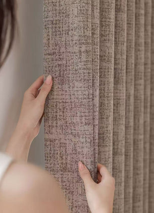 Rideau épais chenille beige motif marron