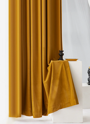 Rideau Occultant Velours Jaune Moutarde Salon