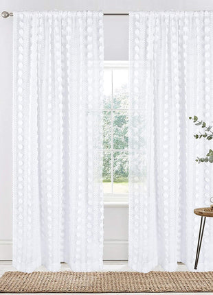 Voilage motif blanc romantique salon