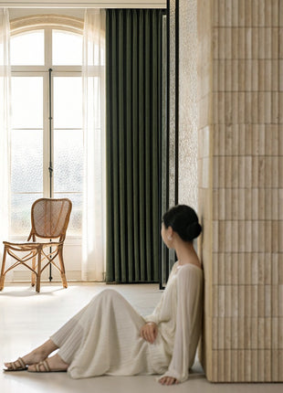 Rideau isolant jacquard chenille salon vert