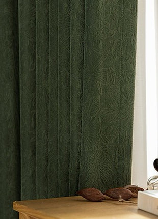 Rideau isolant jacquard chenille salon vert