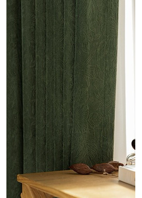 Rideau isolant jacquard chenille salon vert