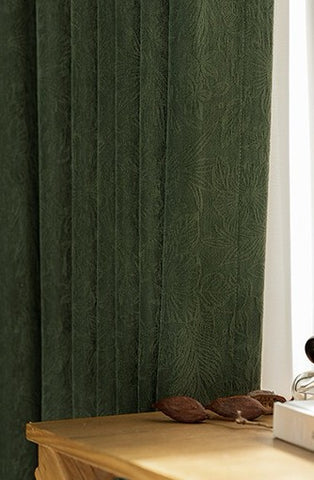 Rideau isolant jacquard chenille salon vert