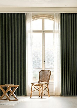 Rideau isolant jacquard chenille salon vert