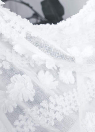 Voilage motif blanc romantique salon
