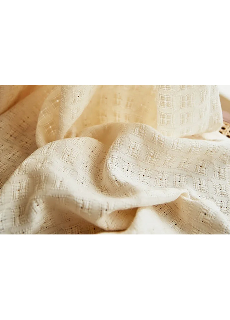 Rideau isolant laine beige motif géométrique