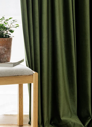Rideau Occultant Velours Vert Jade Salon