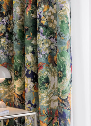Rideau floral vintage avec volants en coton mélangé