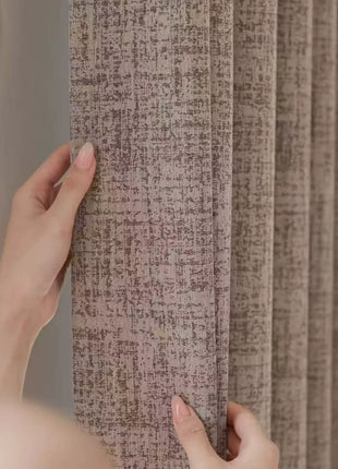 Rideau épais chenille beige motif marron