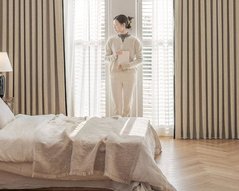 Rideau occultant salon en tissu épais texturé