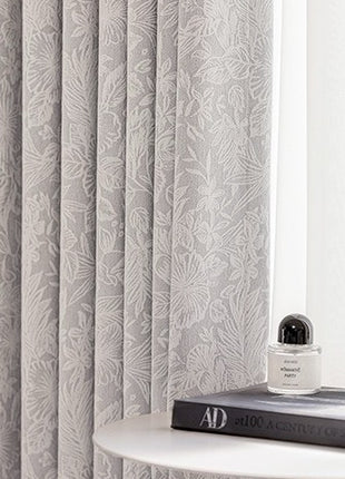 Rideau isolant jacquard chenille salon gris