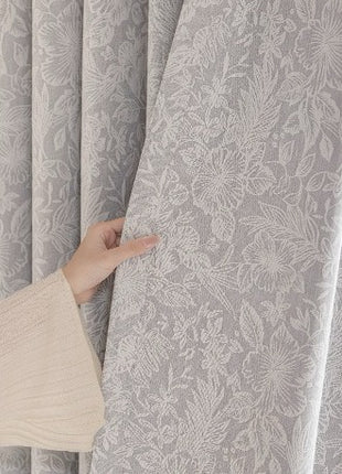 Rideau isolant jacquard chenille salon gris