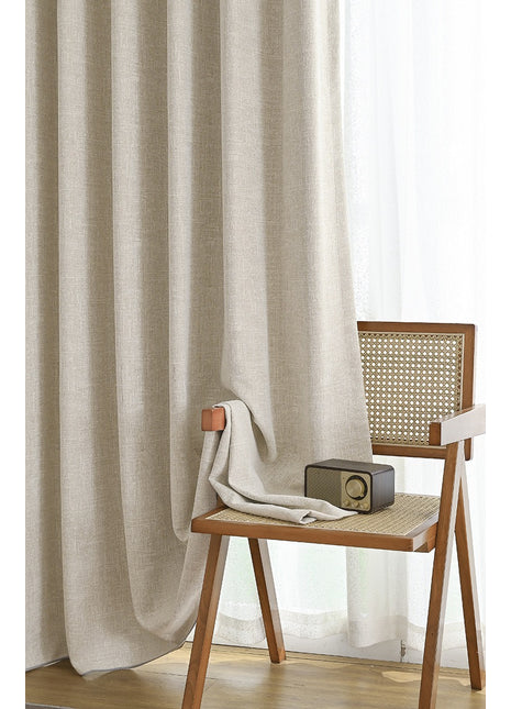 Rideau isolant en bouclette beige tissu thermique épais