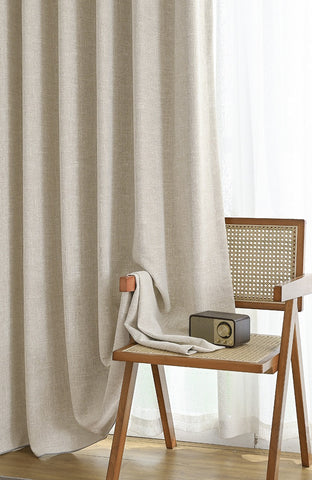 Rideau isolant en bouclette beige tissu thermique épais