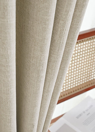 Rideau isolant en bouclette beige tissu thermique épais