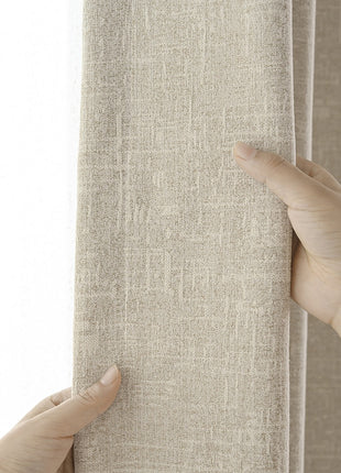 Rideau isolant en bouclette beige tissu thermique épais