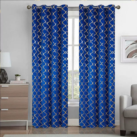 Rideau Bleu Motifs Moderne