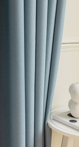 Rideau bleu motif chevron épais
