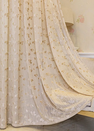 Rideau Rose Motifs Feuille