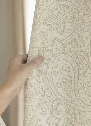 Rideau jacquard luxe beige coton lin occultant