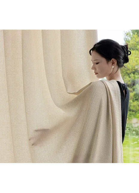 Rideau chenille motif écru moderne
