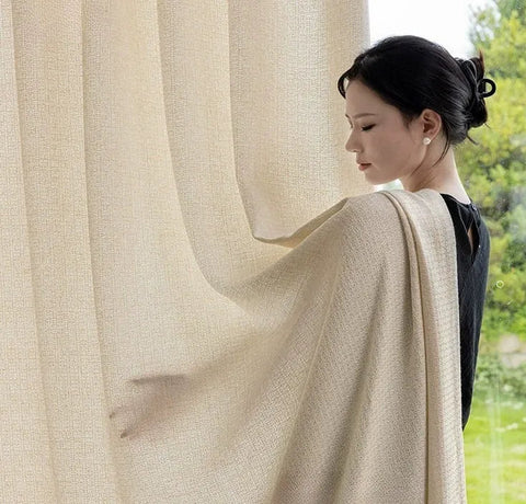 Rideau chenille motif écru moderne