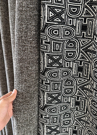 Rideau bohème à franges motif losange noir