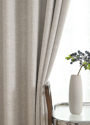 Rideau isolant en bouclette beige tissu thermique épais