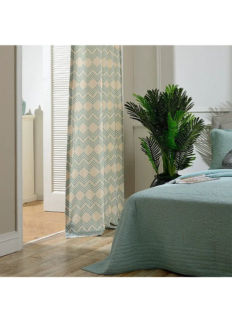 Rideau Bleu Motifs Hexagone