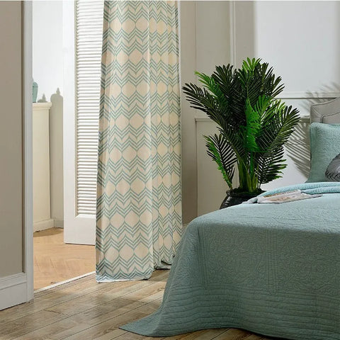 Rideau Bleu Motifs Hexagone