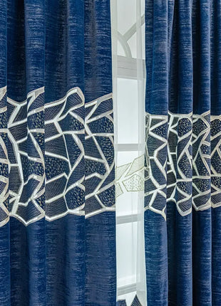Double rideaux motif geometrique