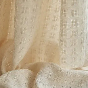 Rideau isolant laine beige motif géométrique